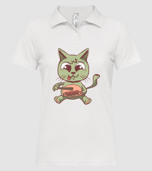 Pisică Sushi model alb pe tricou
