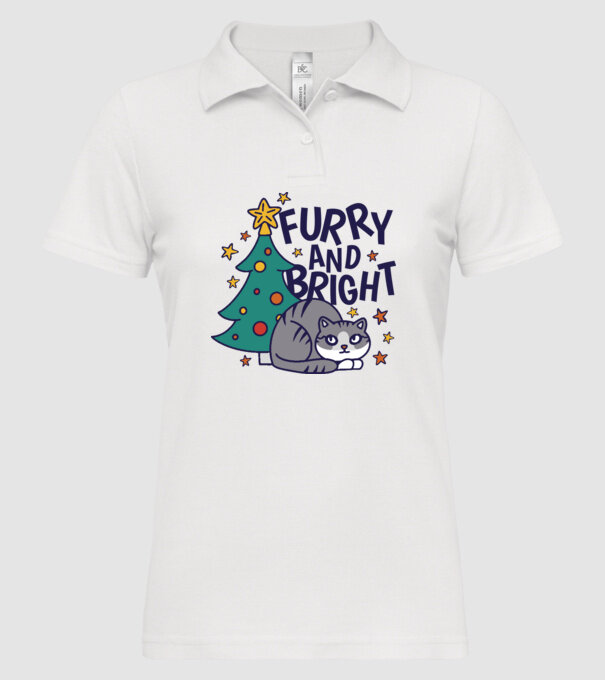 Crăciun cu pisică model alb pe tricou