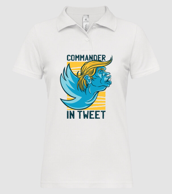 Commander in Tweet - Trump model alb pe tricou