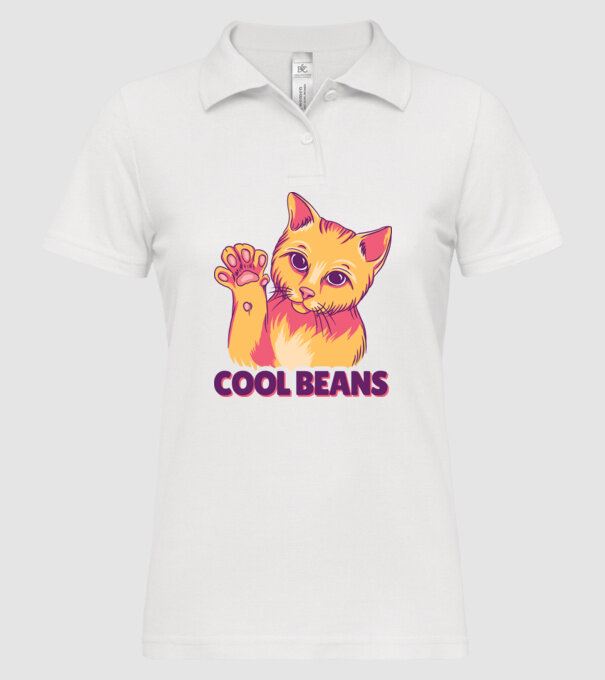 Cool Beans - talpă pisică model alb pe tricou