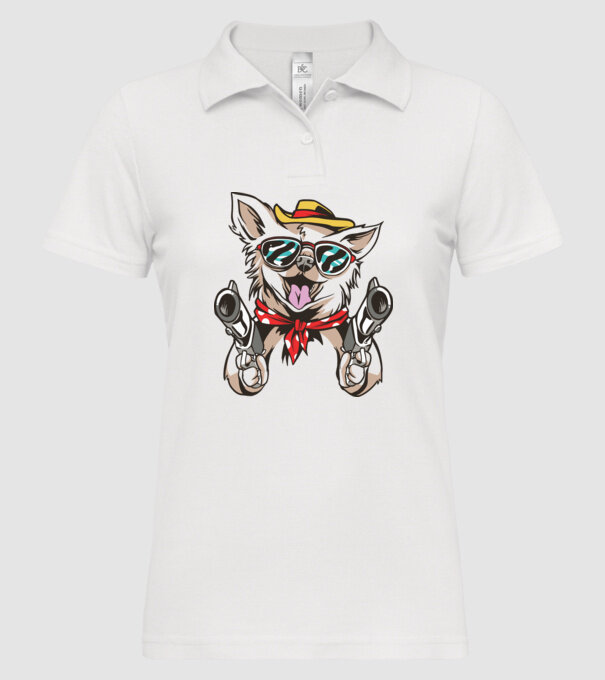 Chihuahua cu Pistol model alb pe tricou