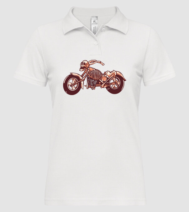 Motocicletă cu Schelet model alb pe tricou