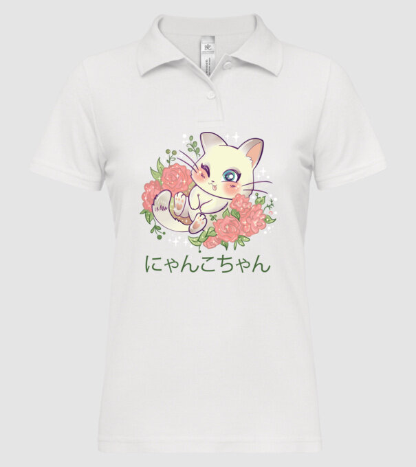 Pisicuță drăguță Anime model alb pe tricou