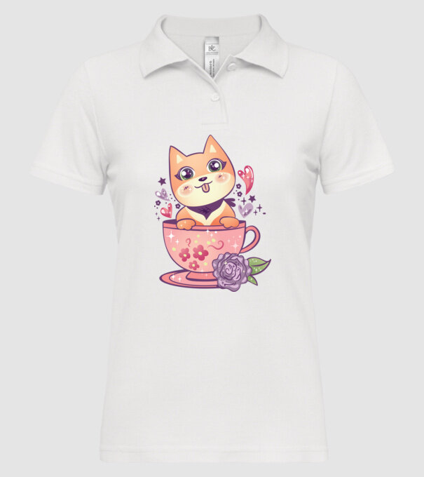 Câine drăguț Anime model alb pe tricou