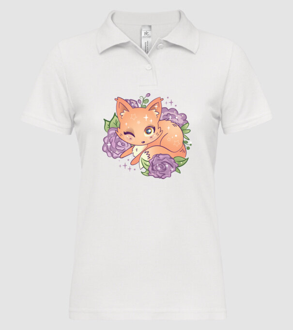 Vulpe Drăguță Anime model alb pe tricou