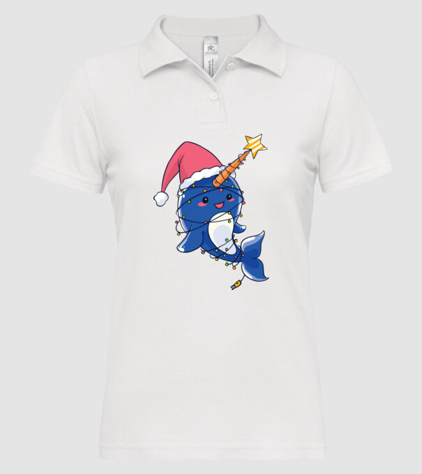 Narval drăguț Moș Crăciun tricou de Crăciun model alb pe tricou