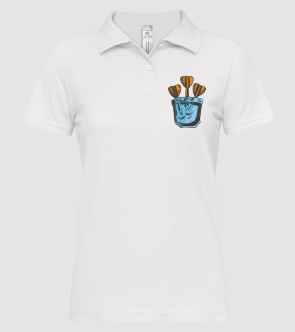 Darts buzunar model alb pe tricou