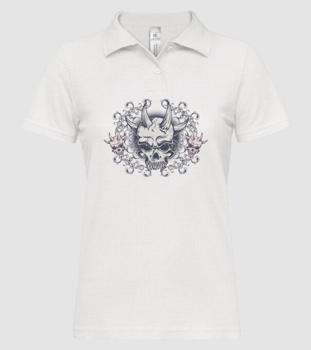 Devil Skull model alb pe tricou