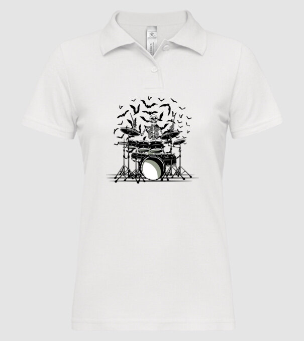 Schelet Baterist model alb pe tricou