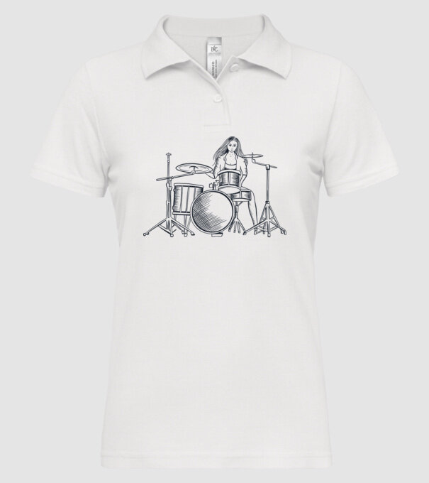 Fată Bateristă model alb pe tricou