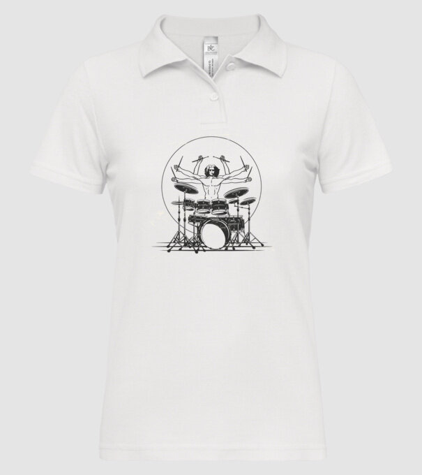Baterist Vitruvian Da vinci model alb pe tricou