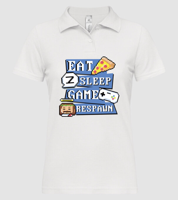 Eat, Sleep, Game respawn model alb pe tricou