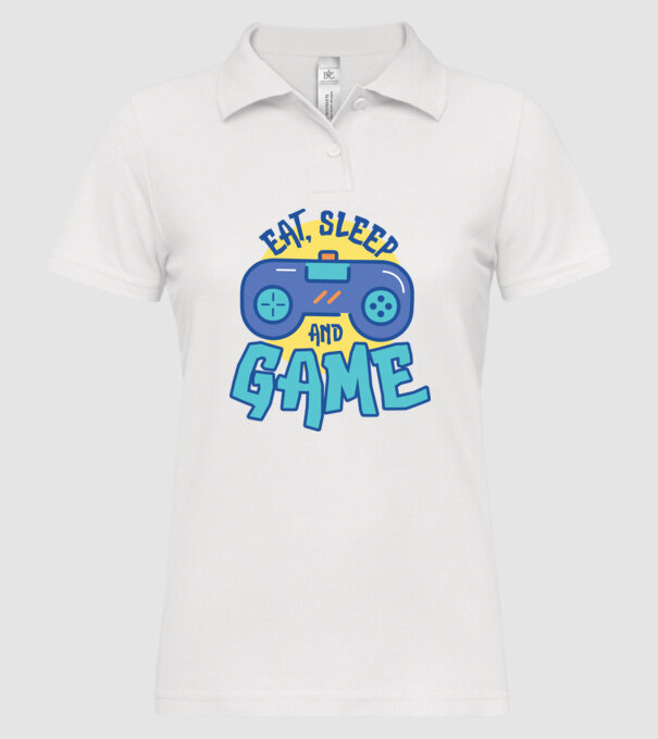 Eat Sleep and Game model alb pe tricou
