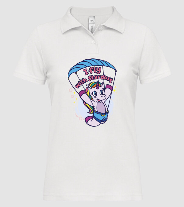 Unicorn parașutist model alb pe tricou