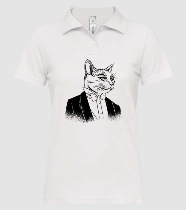 Pisică Elegantă model alb pe tricou
