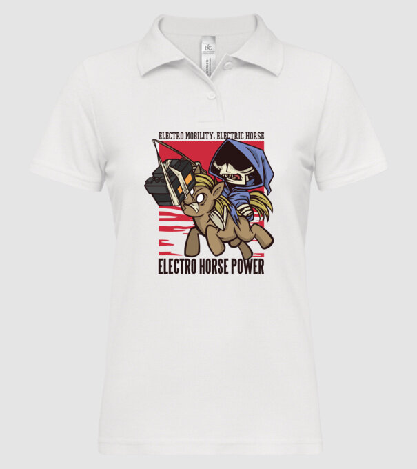 Cai putere electric model alb pe tricou