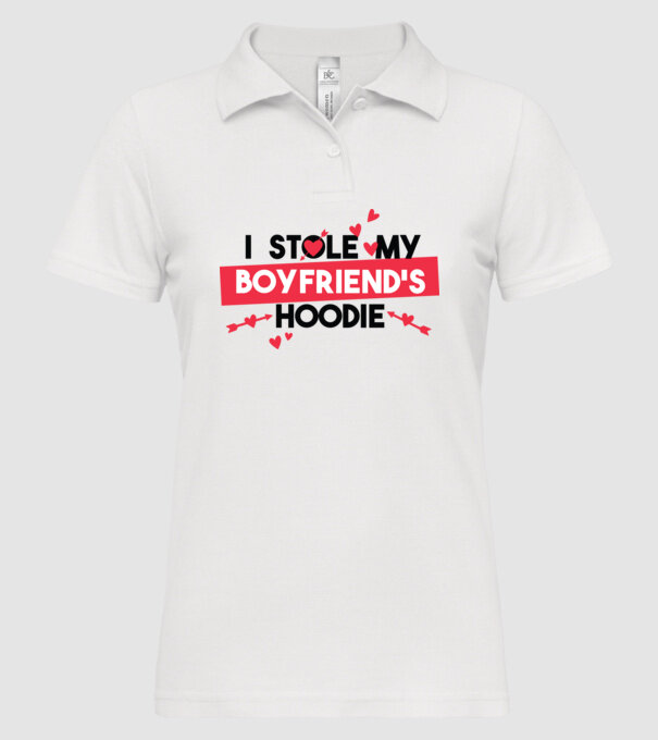 'Am furat puloverul prietenului meu pulover amuzant pentru Valentine''s Day' model alb pe tricou
