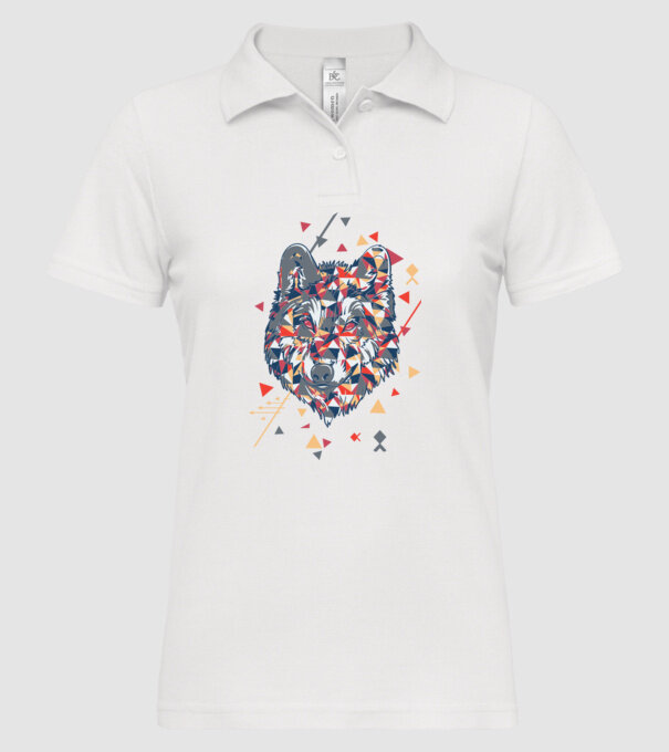Lup - abstract model alb pe tricou