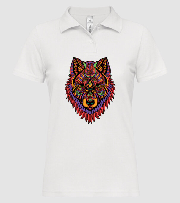 Cap de lup model alb pe tricou