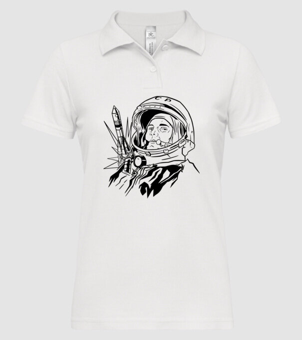 Astronautul Gagarin model alb pe tricou