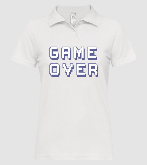 Game Over model alb pe tricou