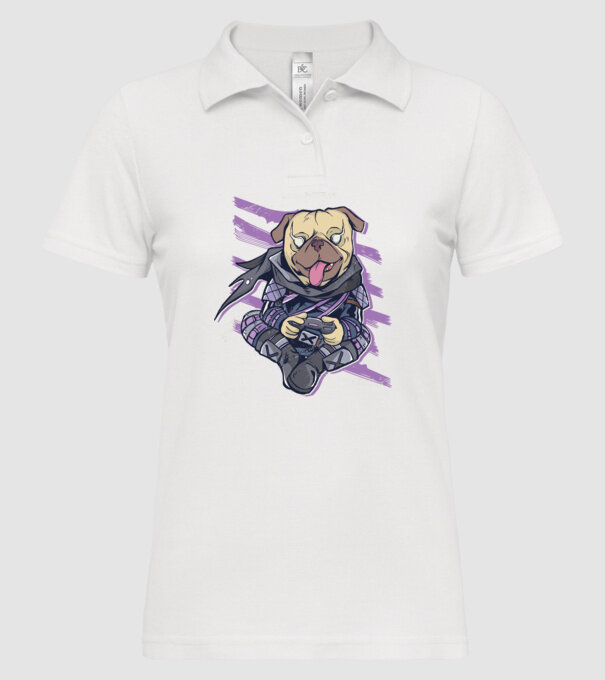 Mops Gamer tricou amuzant cu câine model alb pe tricou