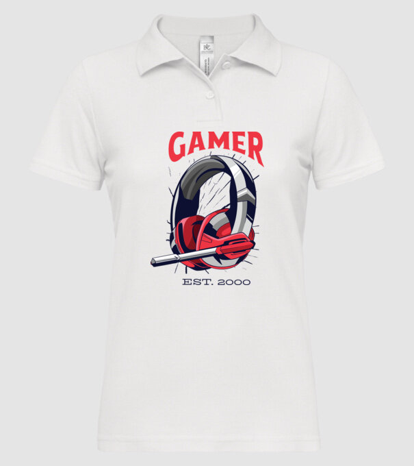 Gamer est. 2000 model alb pe tricou