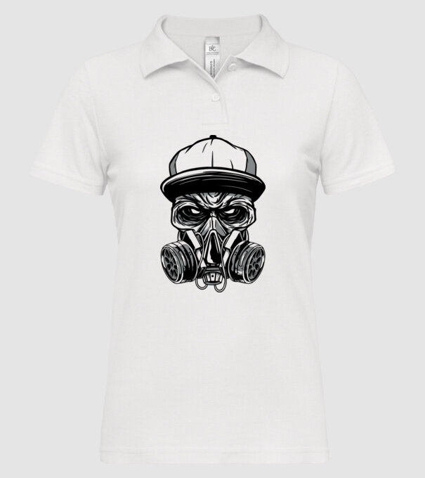 Mască de gaz Craniu model alb pe tricou