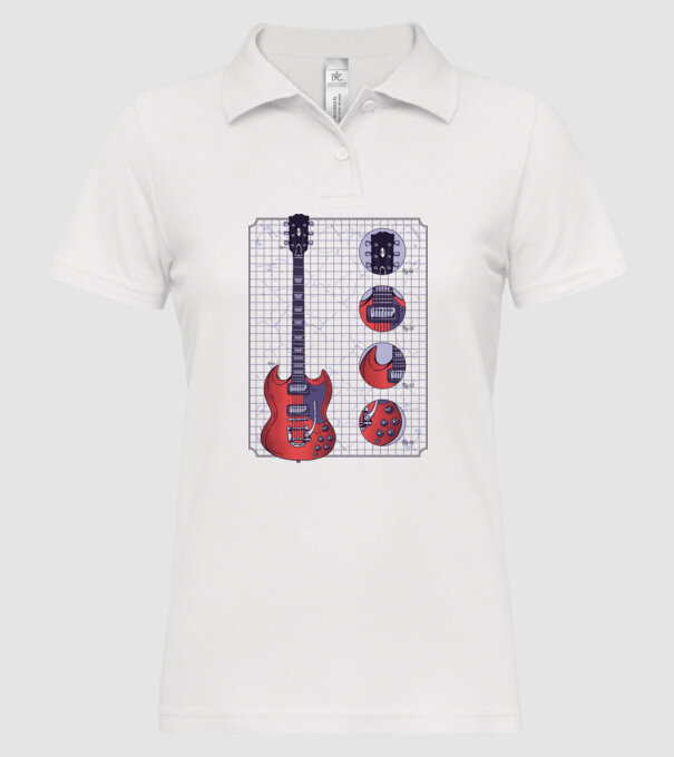 Gibson Chitară desen model alb pe tricou