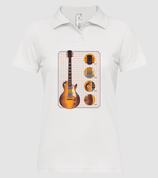 Gibson Chitară desen gold model alb pe tricou