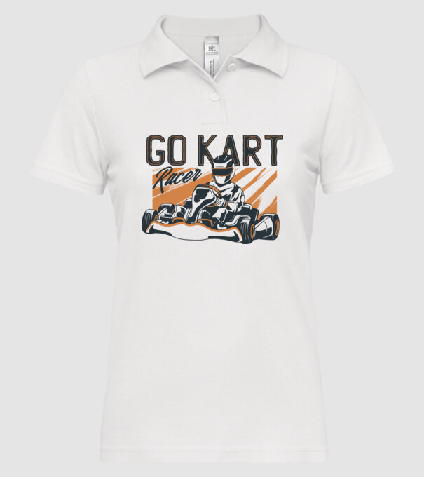Concurent Go-kart model alb pe tricou