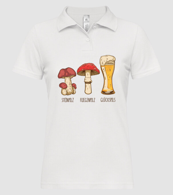Soiuri de ciuperci model alb pe tricou