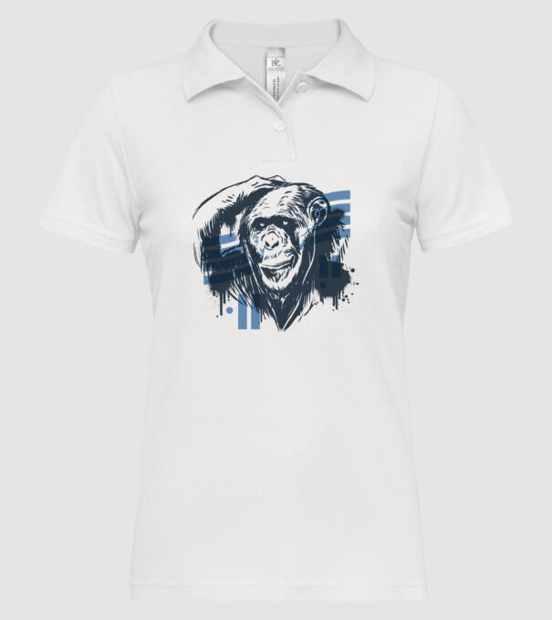 Maimuța gânditoare model alb pe tricou