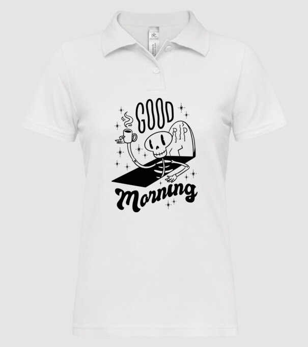 Good Morning Coffee model alb pe tricou