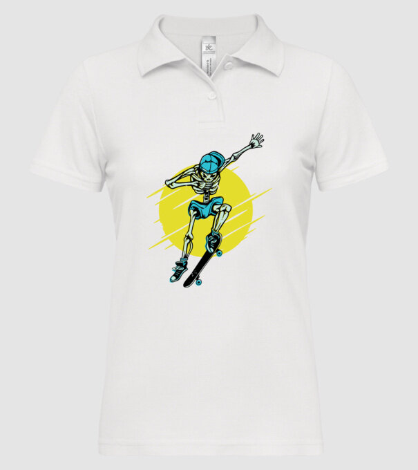 Schelet Skateboarder model alb pe tricou
