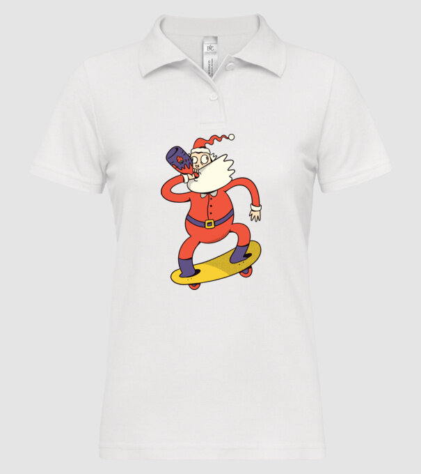 Moș Crăciun Skateboarder model alb pe tricou