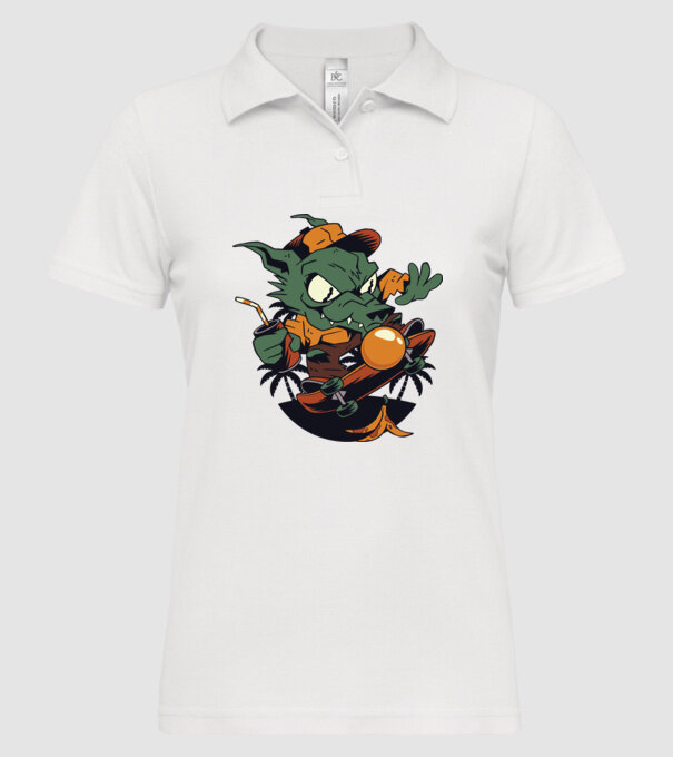 Vârcolac Skateboarder model alb pe tricou