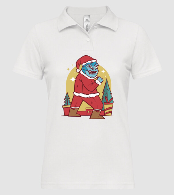 Gorila Santa model alb pe tricou