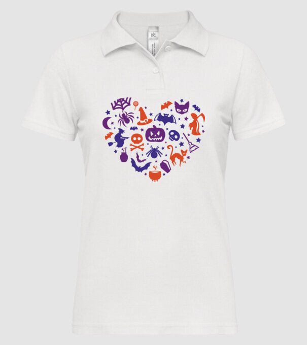 Inimă Halloween model alb pe tricou