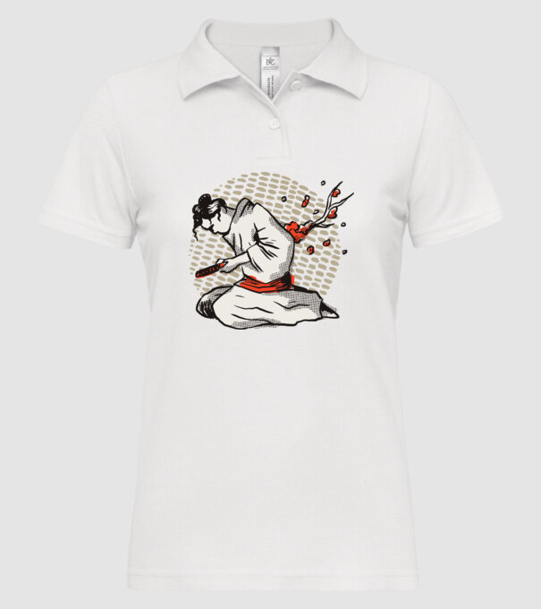 Samurai Harakiri model alb pe tricou
