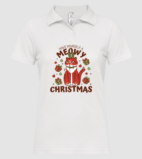 Have yourself a Meowy Christmas - Cicás Karácsony model alb pe tricou