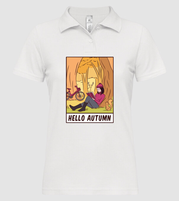 Hello Toamnă model alb pe tricou