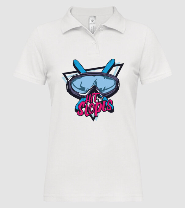 Hit the Slopes - tricou schi model alb pe tricou