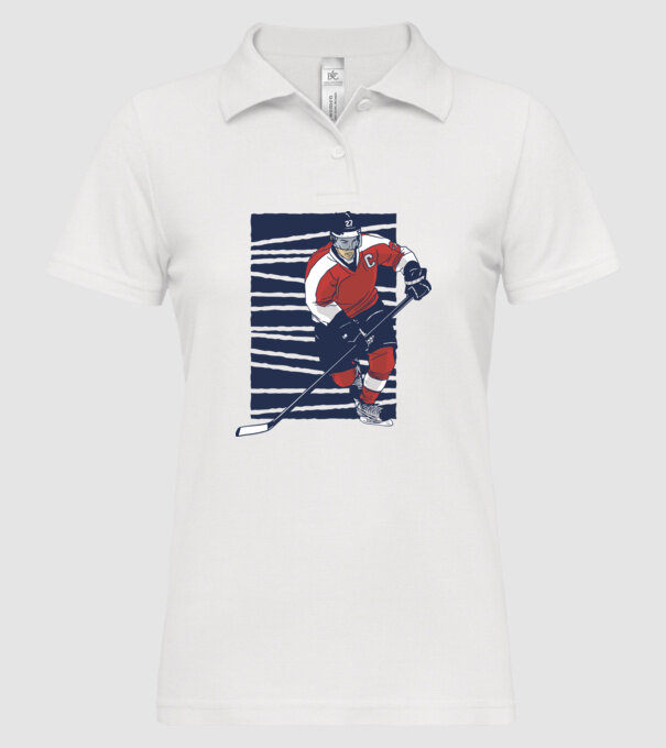 Hochei Jucător Jucător hochei de gheață model alb pe tricou