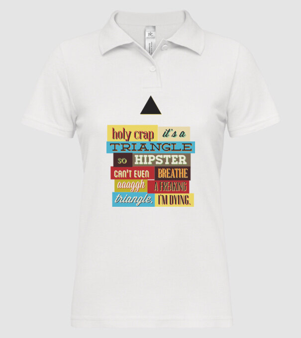 'Holy crap it''s a triangle' model alb pe tricou