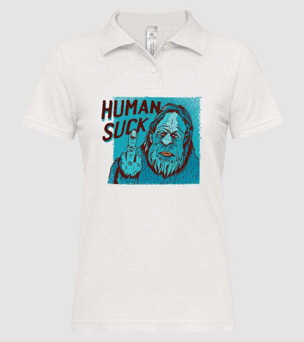Human Suck - Yeti spune tricou amuzant antisocial model alb pe tricou
