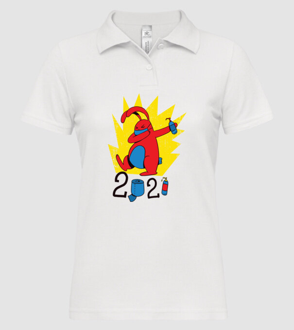 Paște 2021 - Iepuraș cu mască model alb pe tricou