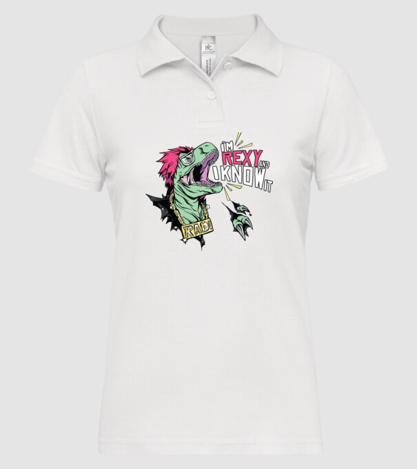 'I''m Rexy and I know it - tricou dinozaur amuzant' model alb pe tricou