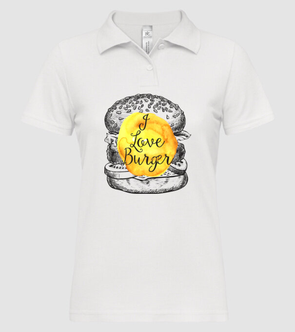 I love burger model alb pe tricou