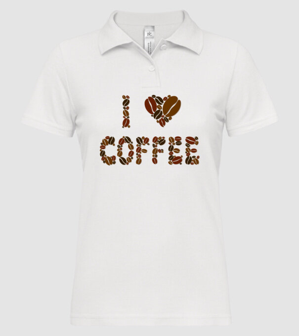I Love Coffee model alb pe tricou